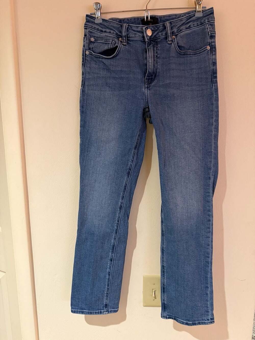 Quince Luna Stretch Slim Straight Jeans Womens 28 Seaside Blue 28” Inseam
